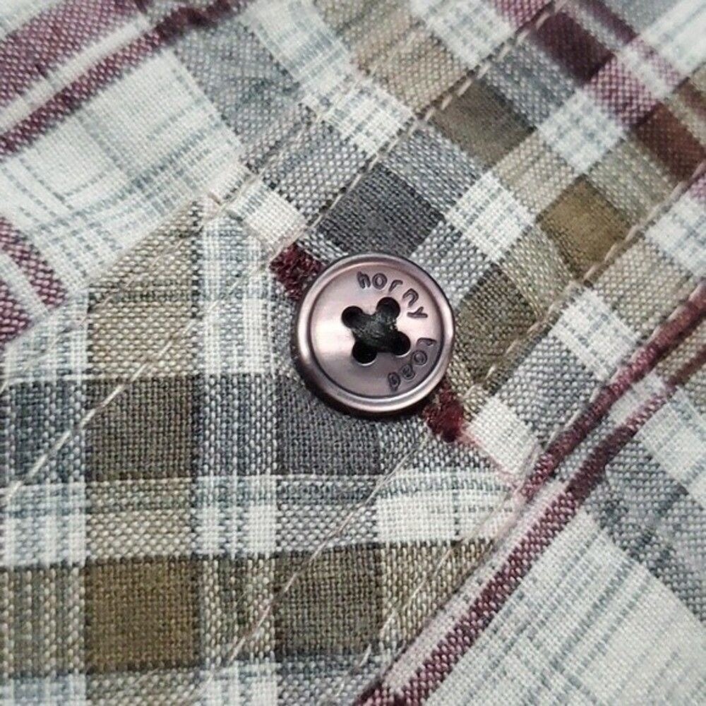 Horny Toad & Co Men's‎ Long-sleeve Button Front Plaid Shirt  Cream/Maroon XL - Picture 4 of 10